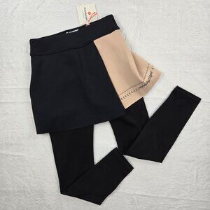 NWT moodytiger Catch Skirted Leggings Girls Black Tan 7